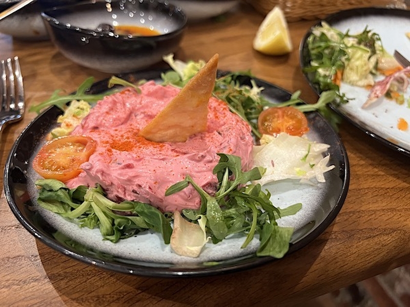 Pink Lady Beetroot Dip At Zeugma Turkish Restaurant Didsbury Manchester