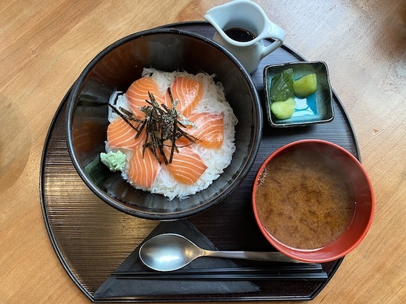 Salmon Don With Miso Soup At Yuzu Japanese Restaurant Manchester