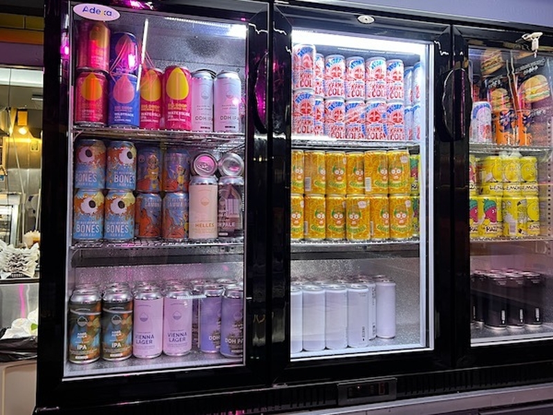 The Drinks Fridge At Frost Burgers Manchester Features Soft Drinks Beer And Alcohol Free Beer