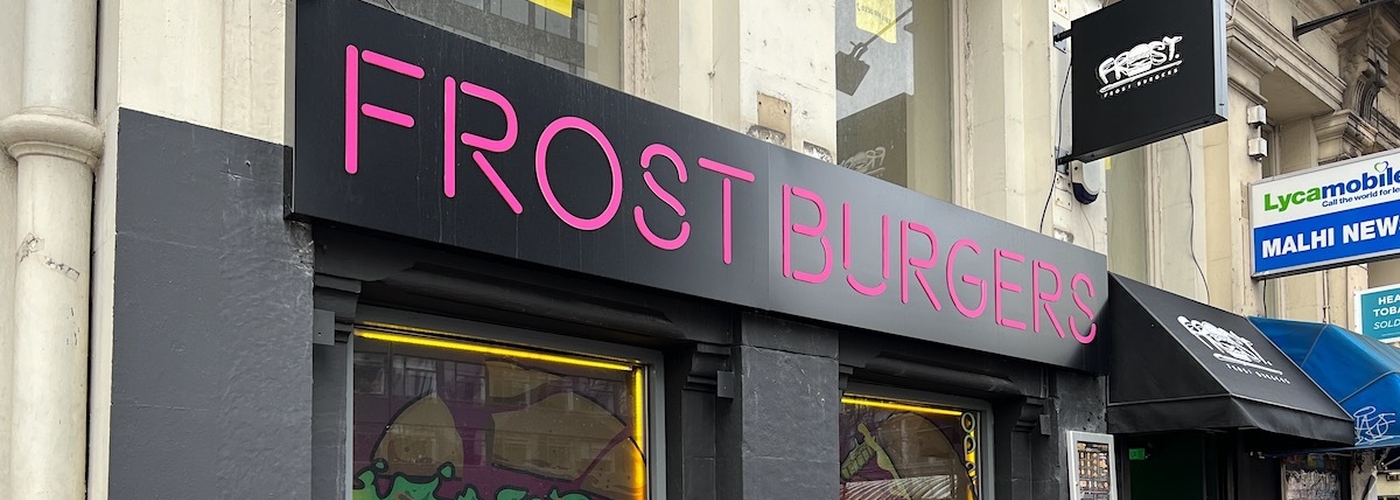 The Exterior Of Frost Burgers Vegan Restuarant On Portland Street In Manchester