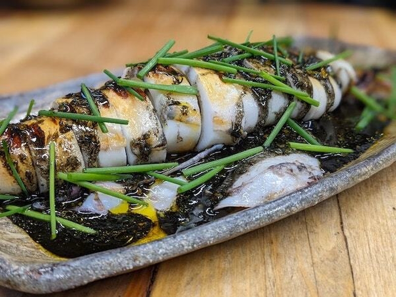 Barbecued Line Caught Squid With Ink At The Moorcock Inn Norland Near Leeds