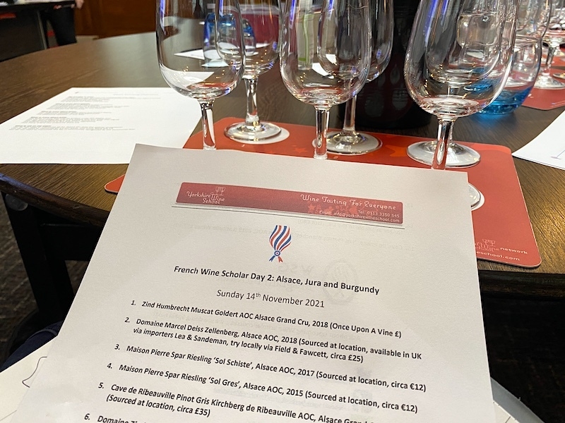 A Peek At Some Of The Wines Tatsed On Alsace Jura And Burgundy Day On The French Wine Shcolar Course Form Yorkshire Wine School In Leeds