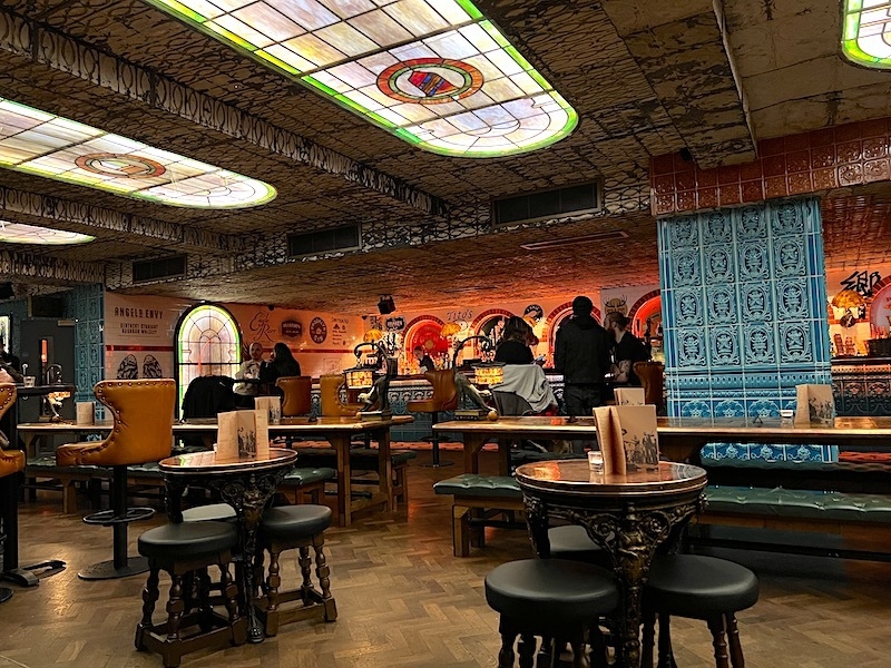 The Interior Of Blues Kitchen All The Tiles And Stained Glass Roof