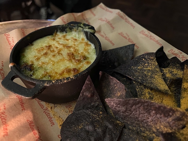 Artichoke And Spinach Dip With Blue Black Tortilla Chips At Blues Kitchen Manchester