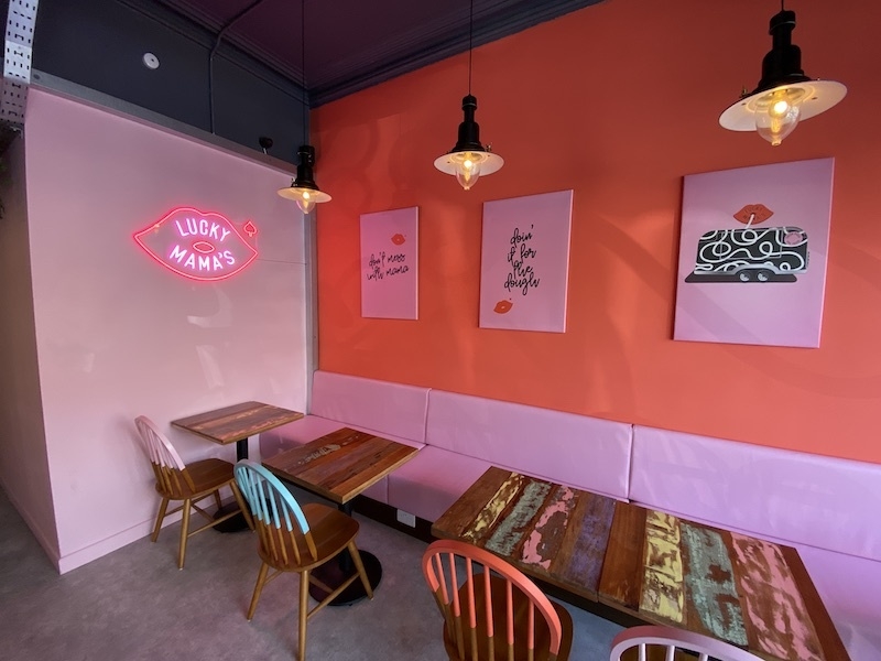 The Pink Interiors Of Lucky Mamas Italian In Chorlton Manchester