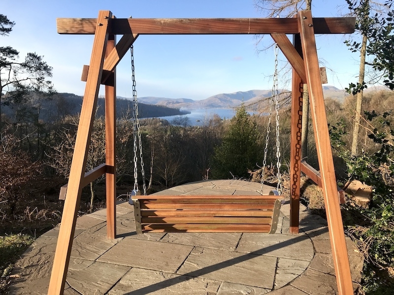 A Swing Seat Looks Over Lake Windermere At Linthwaite House