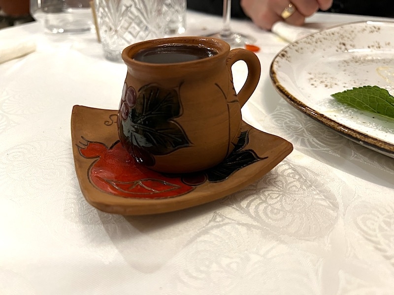 A Cup Of Armenian Coffee In A Terracotta Mug At Armenian Taverna Albert Square Manchester