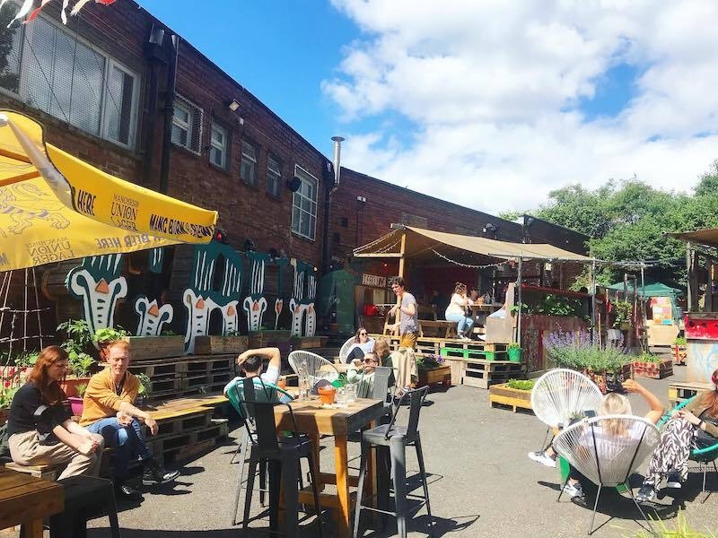 The Outdoor Beer Garden At Grub Foodhall In Redbank Manchester