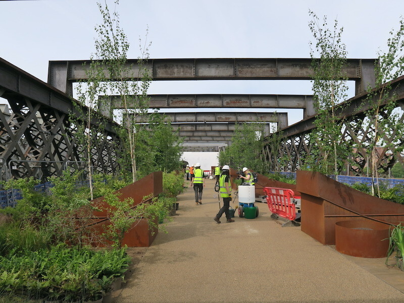 Curved Planters At Castlefield Viaduct Garden In Manchester