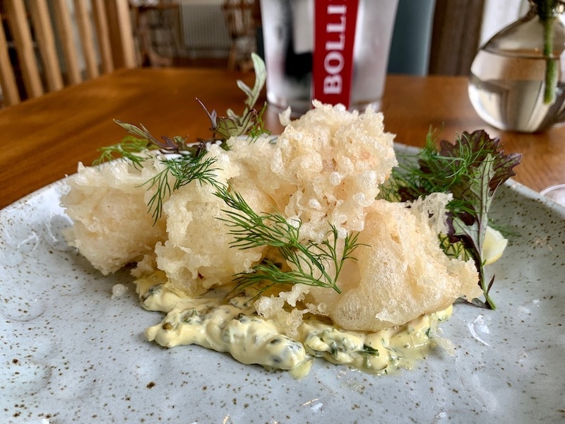 Tempura Scallops On Tartare Sauce At The Three Fishes Gastropub In Clitheroe