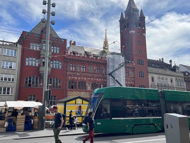 Basel Rathaus And Tram