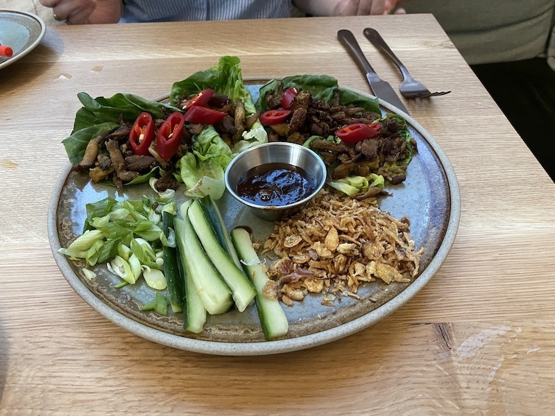 Lettuce Wraps With Oyster Mushroom At The Green Lab At Deansgate Square Manchester