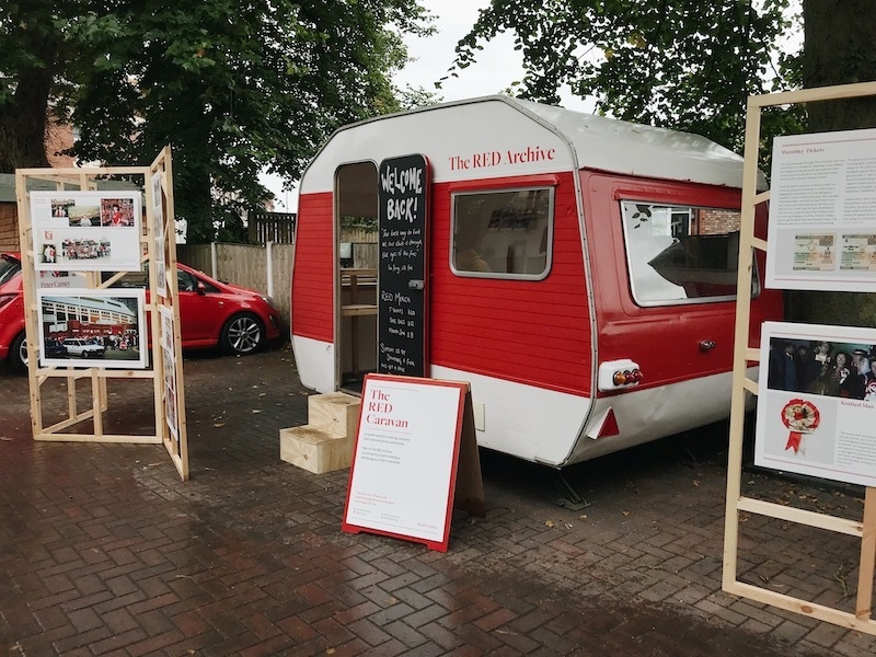 Red Archive Caravan With Exhibition Boards