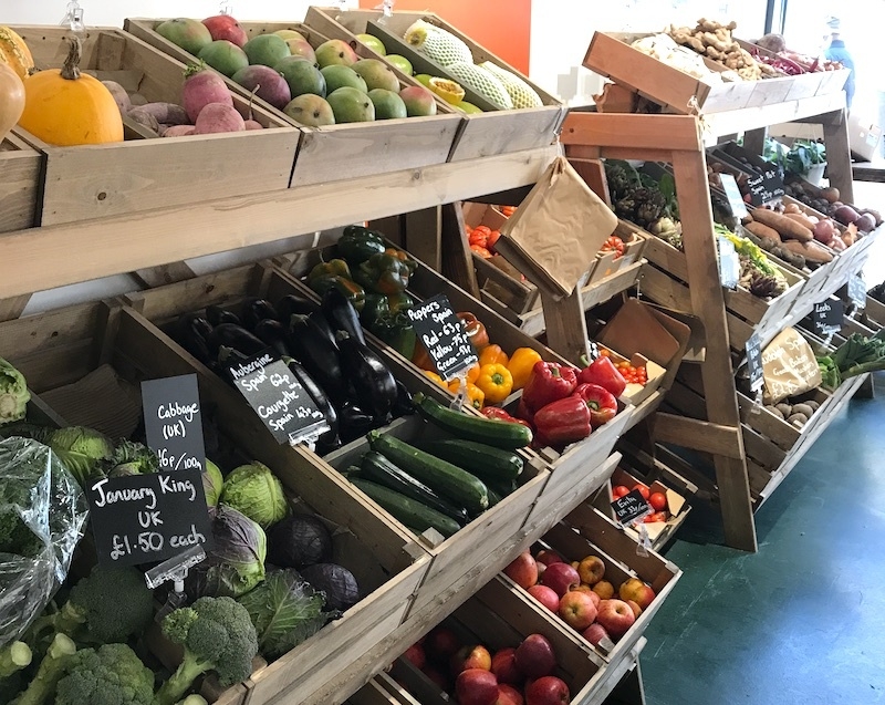 Fruit And Vegetables On Display At Ashbys Greengrocer In Sale