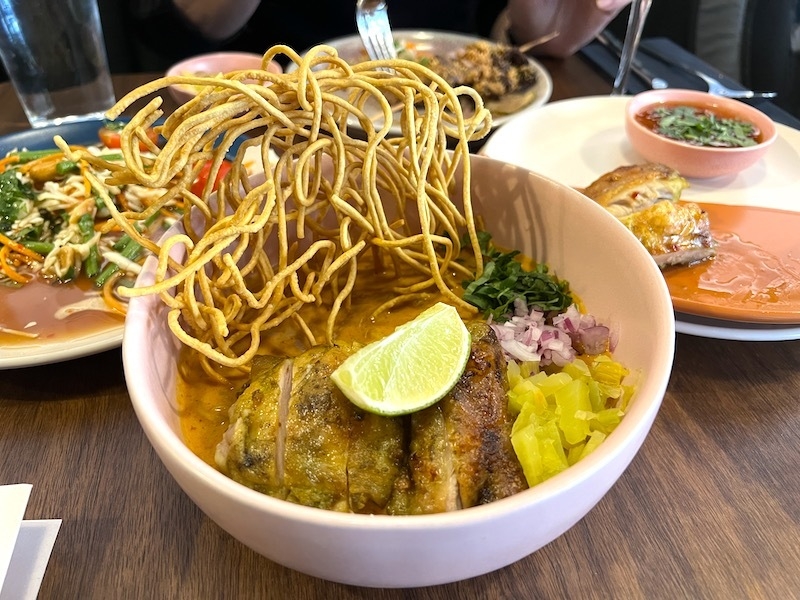 Scrunched Noodles Chicken Red Curry Like Khao Soi At Neon Tiger Manchester