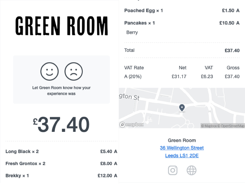 Green Roo Leeds Receipt For Review