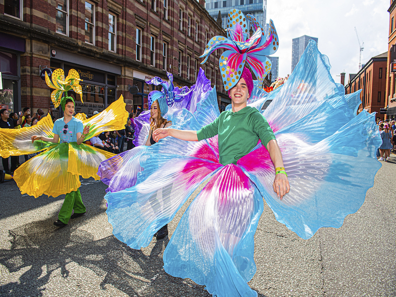 Manchester Pride Parade Deansgate Performers Rainbow Costumes 2022