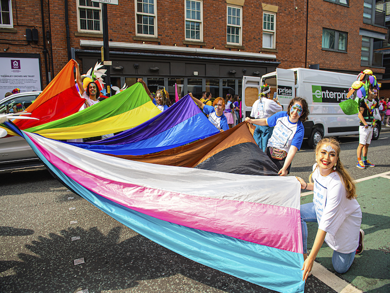 Manchester Pride Parade Deansgate Rainbow Flags 2022