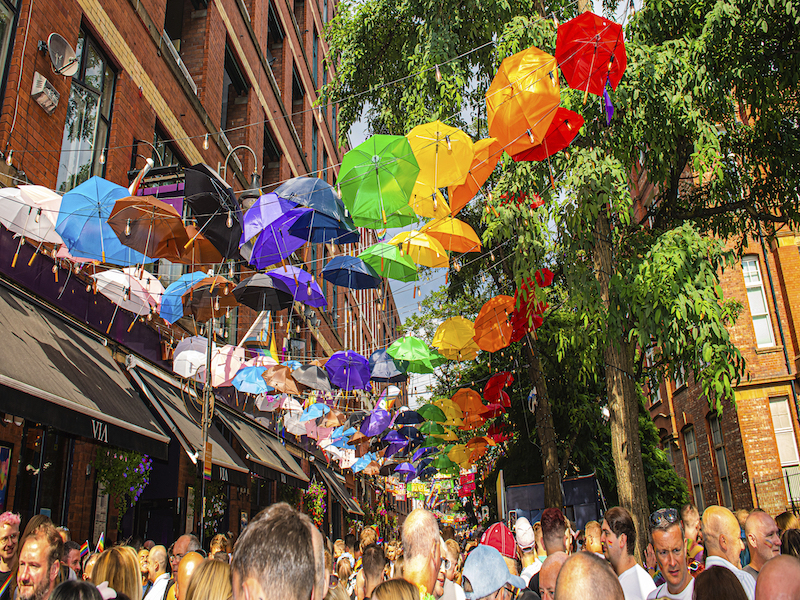 Manchester Pride Umbrella Display Canal Street 2022