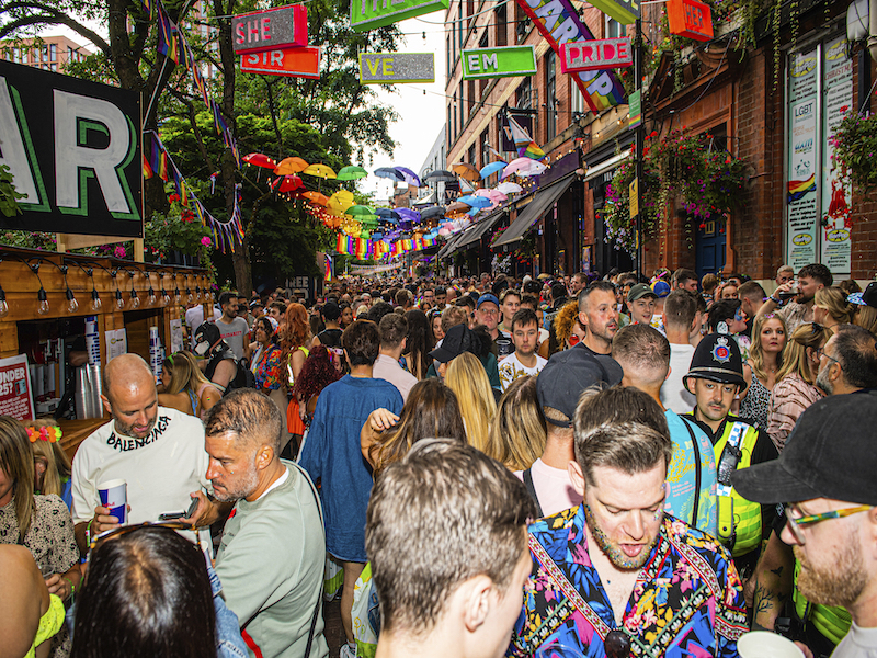 Manchester Pride Gay Village Party 2022 Crowd Canal Street