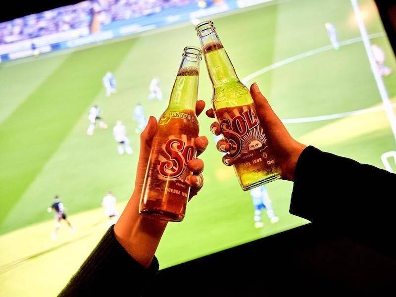 Beers In Front Of Screens At Point Blank Shooting Game Range Manchester