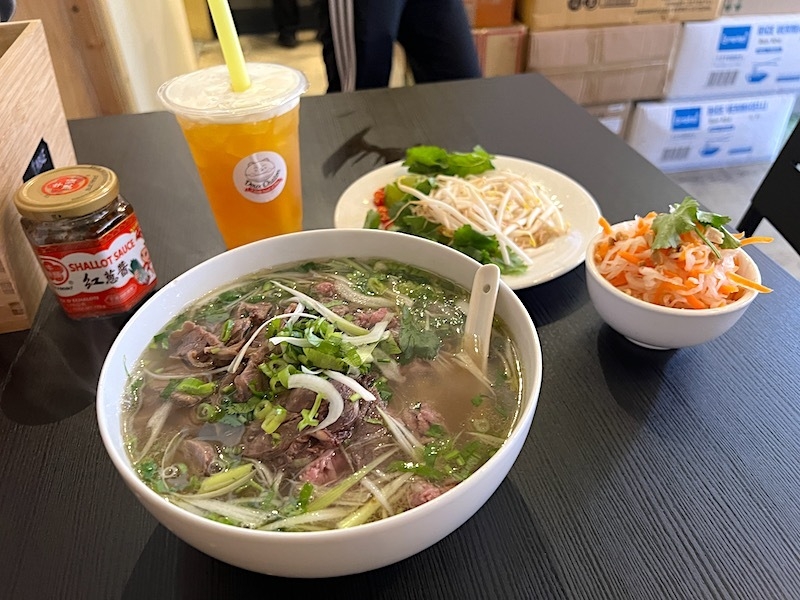 Beef Pho Bo Bubble Tea Pickles And Accompaniments At Doux Chaton Vietnamese Cafe Liverpool