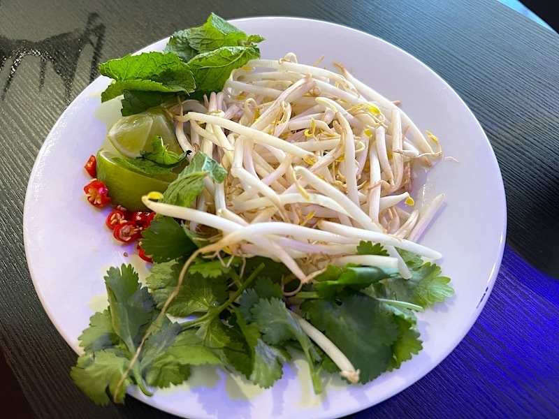 A Plate Of Beansprouts Herbs And Chilli To Go With Pho At Doux Chaton Vietnamese Liverpool