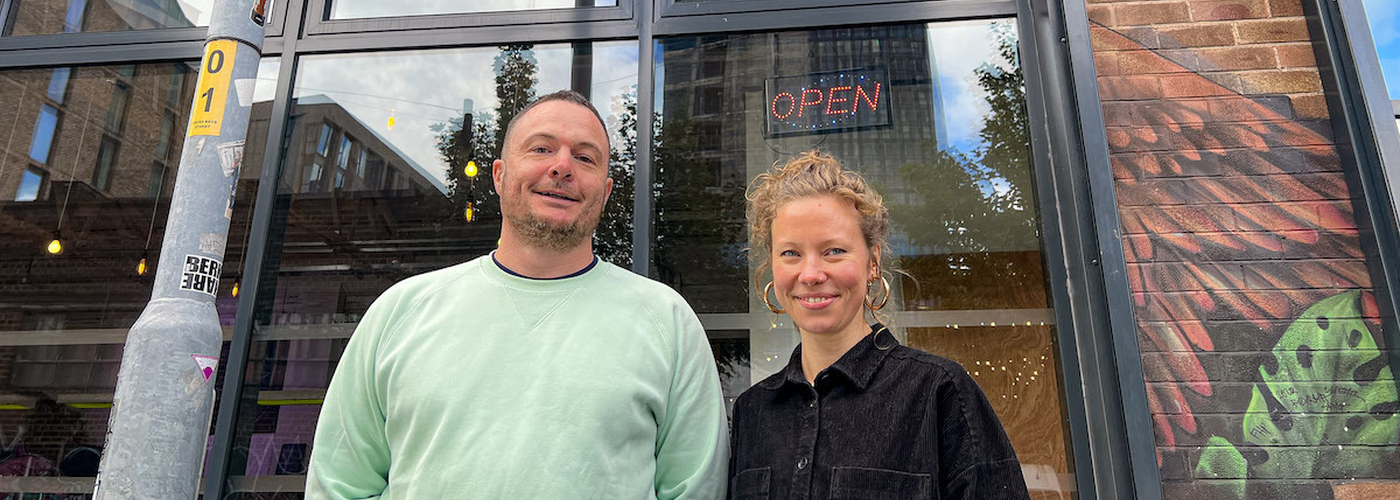 The New Cross Owners In Front Of New Their New Bar In Ancoats Manchester