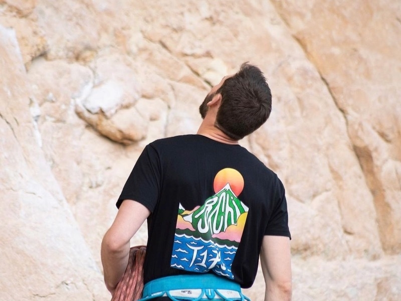 Man Wearing Psychi Climbing T Shirt