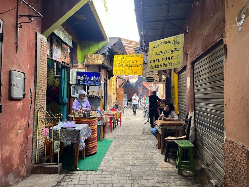 Morocco Souk Street With Turkish Sand Cafes