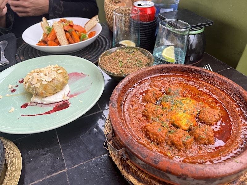 Kofta Tagine Pastilla And Carrot Salad At Le Jardin Restaurant Marrakech