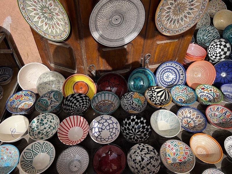 Colourful Plates On The Market At Marrakech