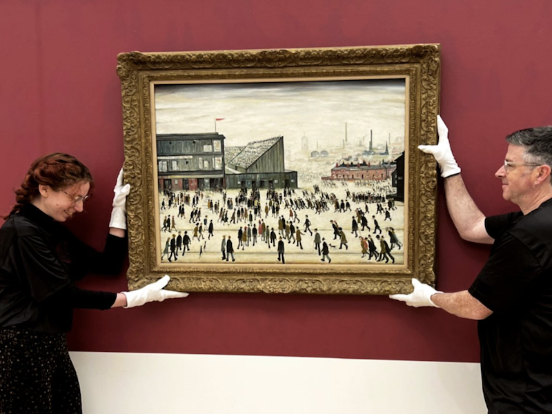 L S Lowry Going To The Match Being Hung At The Lowry Arts Centre 2022