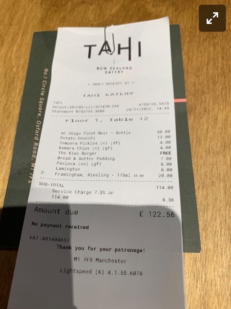Tahi Review Receipt