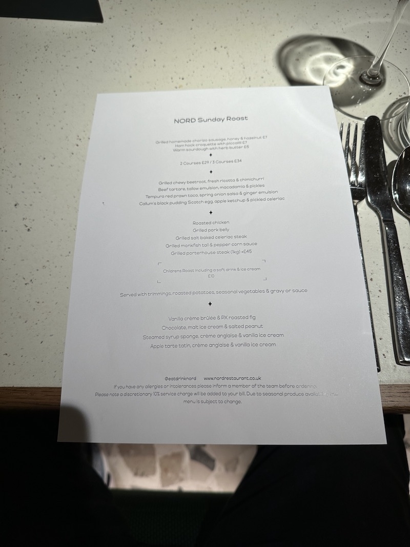 2024 01 15 Nord Sunday Roast Menu