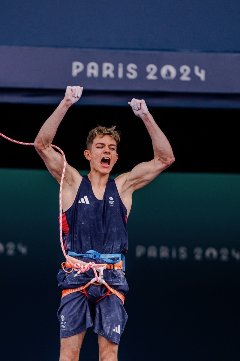 2025 01 19 Toby Roberts Celebrates Winning Gold At The Paris 2024 Olympic Games Credit World Climbing