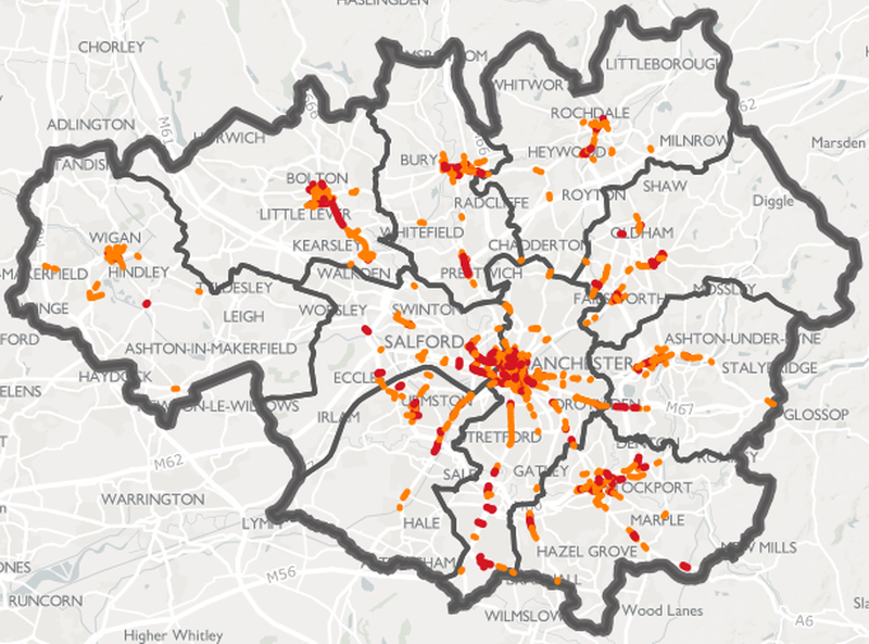 Greater Manchester Clean Air Map Mappinggm Org Uk 152 Roads In Greater Manchester Are In Breach Of No2 Levels