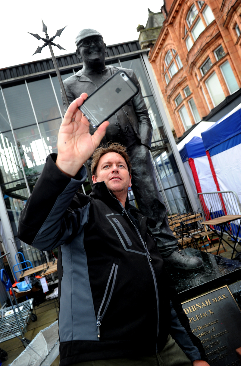 James Martin At The Fred Dibnah Statue