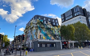 Colourful Graffitied Building Megaro Hotel Kings Cross London