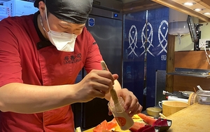 Terry Huang Prepares A Dessert Of Dragonfruit And Watermelon At Umezushi Omakase In Manchester