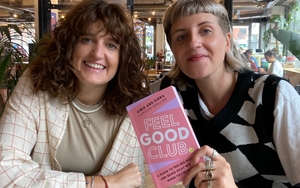 Aimie and Kiera with Feel Good Club book