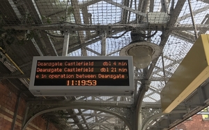 Announcement Board Showing Delays To Manchester Metrolink Tram Service