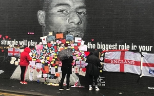 Supporters Leave Messages At Marcus Rashford Mural In Withington