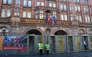 The Large Fence Surrounding The Midland Hotel And Manchester Central In Manchester Where The Conservative Party Conference Was Being Held