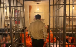 An Actor Playing A Prison Warden At Alcotraz A Prison Themed Bar Near Deansgate In Manchester