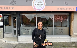 Codi Stands Outside Her New Sushi Restautant In Prestwich North Manchester