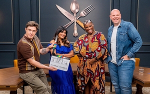 The Judging Team On Great British Menu Ed Gamble Nisha Katona Andi Oliver Tom Kerridge