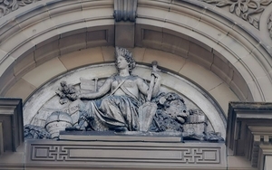 Symbols Of The City On The Former Free Trade Hall Manchester