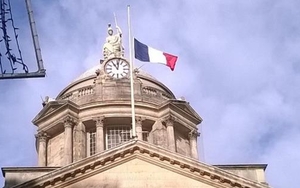 French Tricolour at half mast over Town Hall
