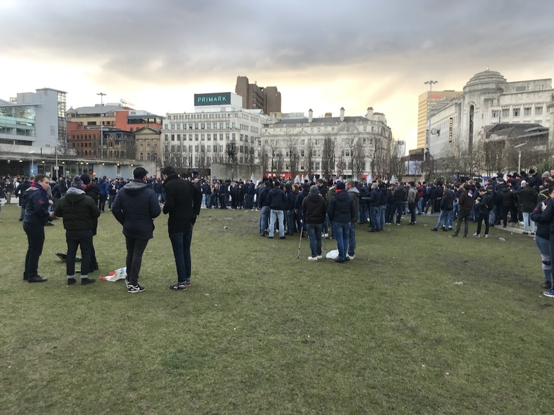 180309 Basel Fans Piccadilly Gardens